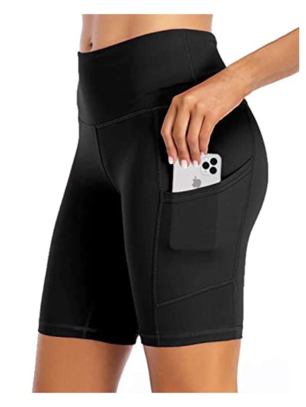 High Waisted Biker Shorts with Pockets 8" Tummy Control Workout Gym Yoga